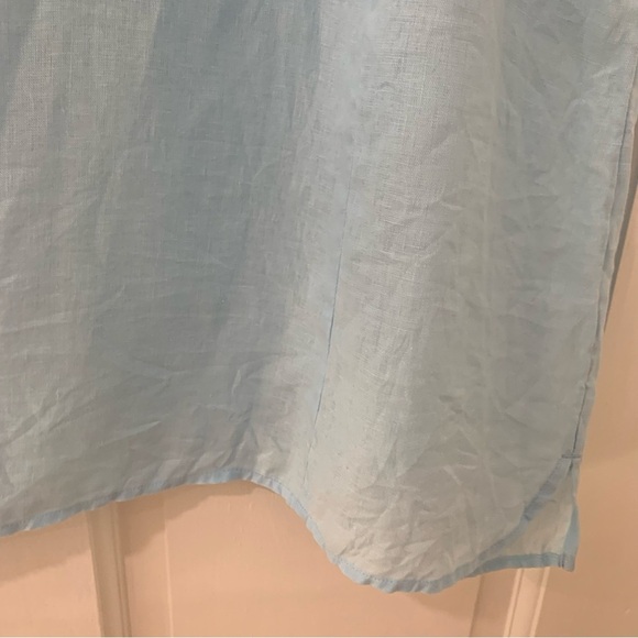 J Jill Pure Jill Linen Popover Top Light Blue Sea Lightweight Size Large Tall - Picture 7 of 13
